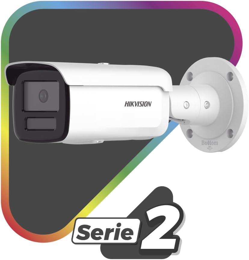 كاميرا شبكة IP ثابتة ذكية هجينة من HIKVISION طراز DS-2CD2T87G2H-2Li بدقة 8 ميجابكسل مع تقنية ColorVu ومقاومة للماء IP67 ودعم H.265